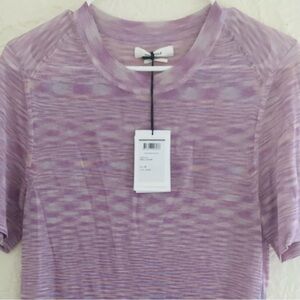 Isabel Marant Etoile Lilac Purple SHORT Sleeve Intarsia Weave Rayon Top NWT